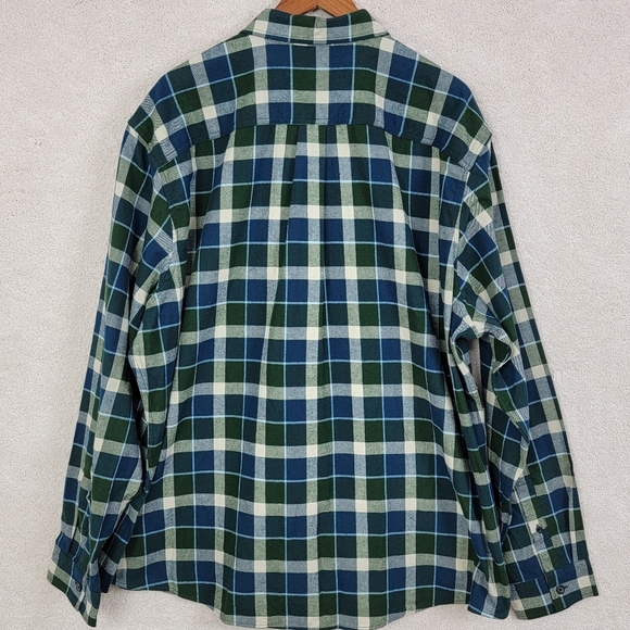 Eddie Bauer Peacock Blue Green Plaid Field Flannel Button Down Shirt Sz XXL NEW - Picture 5 of 10